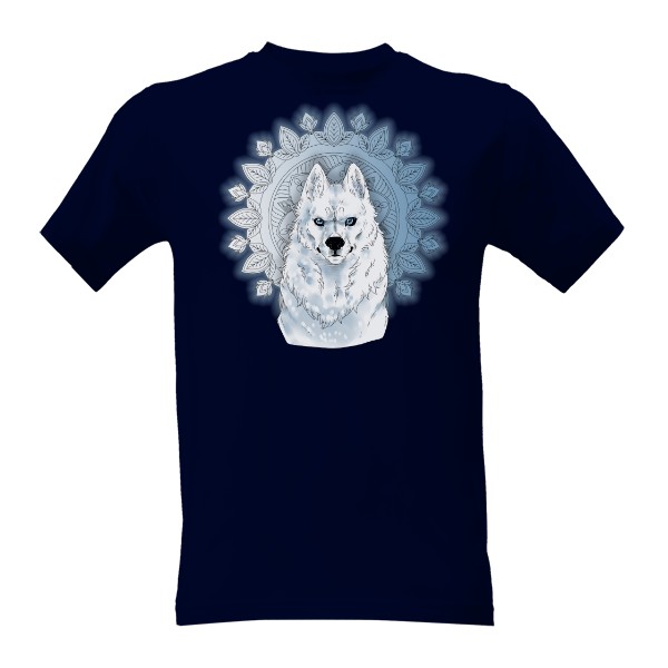 Tričko s potiskem frost wolf mandala pánské